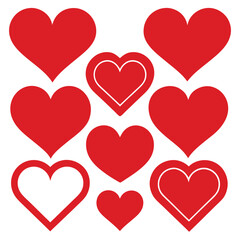 set of red heart icons, collection of red heart vector icons