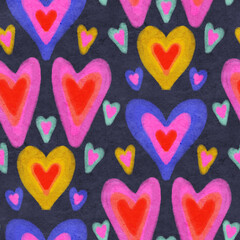 Seamless pattern with hearts. Digital illustration.