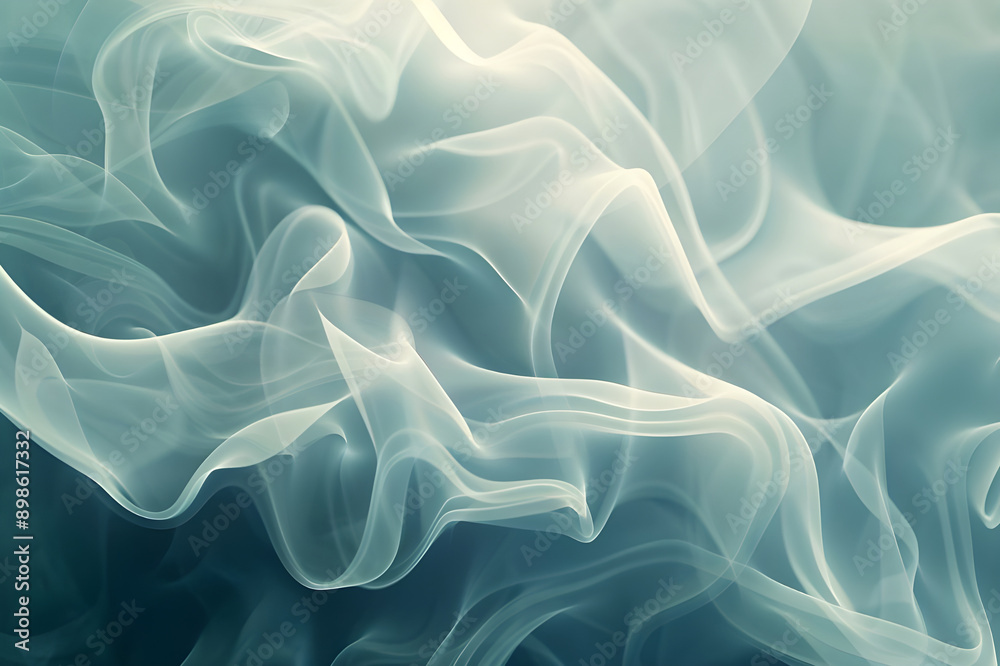 Poster A mesmerizing abstract art piece featuring flowing smoke patterns in serene grey tones, creating a tranquil and fluid visual effect.