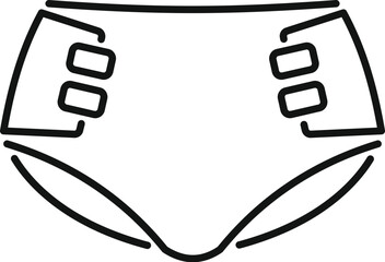 Black simple line design of a baby diaper with fasteners protecting from leakage