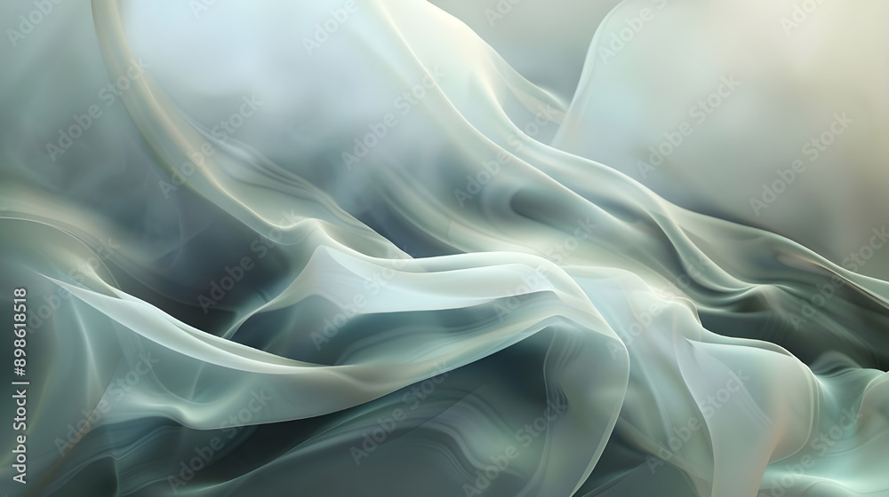 Aufkleber A mesmerizing abstract art piece featuring flowing smoke patterns in serene grey tones, creating a tranquil and fluid visual effect.