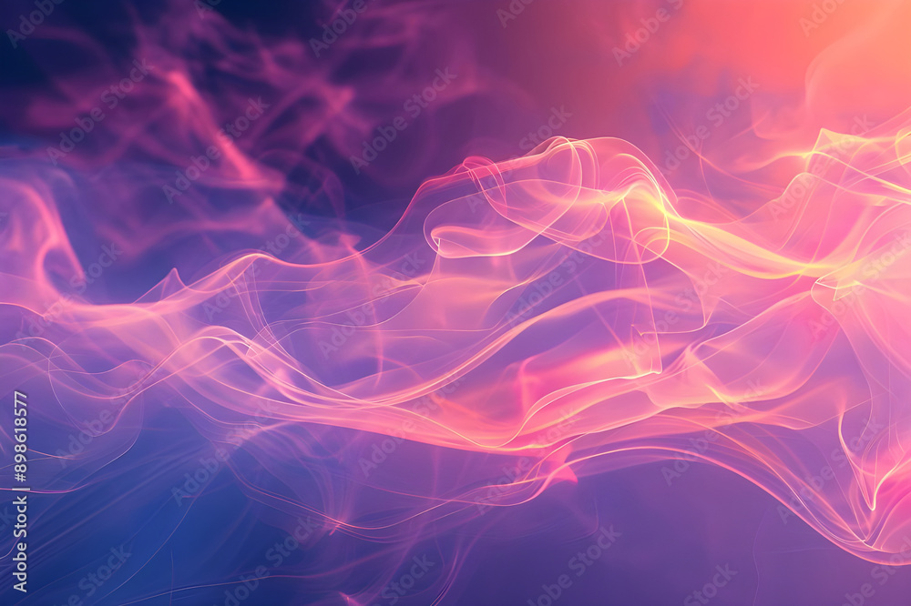 Poster Colorful and vibrant abstract smoke patterns flowing against a gradient background, creating a dynamic and ethereal visual effect.