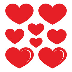 set of red heart icons, collection of red heart vector icons