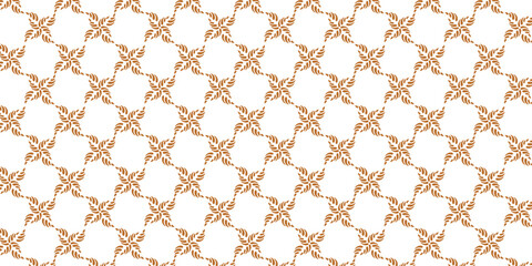 Fototapeta premium Golden vector floral seamless pattern. Abstract luxury geometric ornamental texture with small flower silhouettes. Gold and white simple ornament in oriental style. 