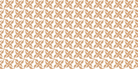 Golden vector floral seamless pattern. Abstract luxury geometric ornamental texture with small flower silhouettes. Gold and white simple ornament in oriental style.	
