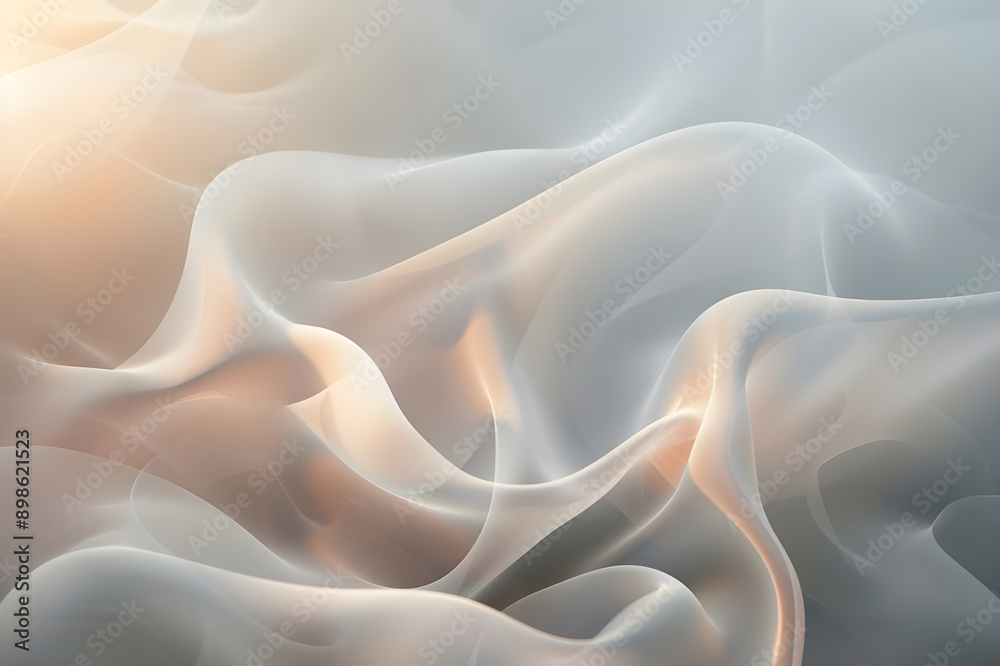 Poster Delicate abstract design featuring soft floral shapes in pastel colors, creating a dreamy and ethereal atmosphere with gentle flow.