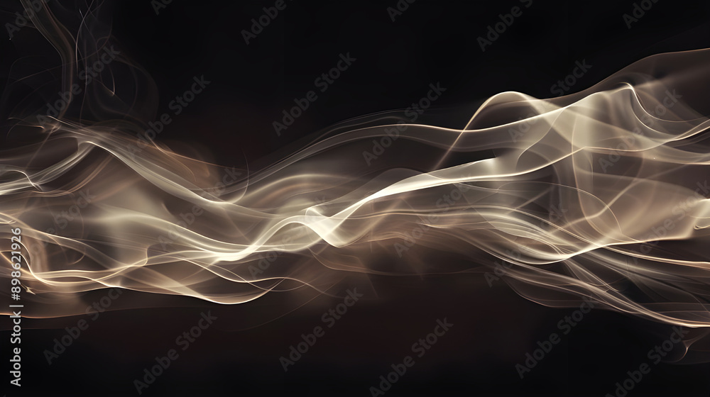 Poster Ethereal light waves create an abstract, flowing pattern against a dark background, evoking a sense of mystery and tranquility.
