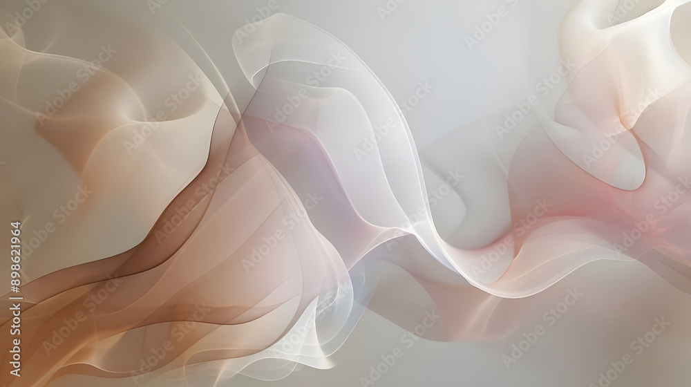 Aufkleber Soft pastel abstract fluid waves in gentle hues of beige and pink, creating a serene and calming visual effect.