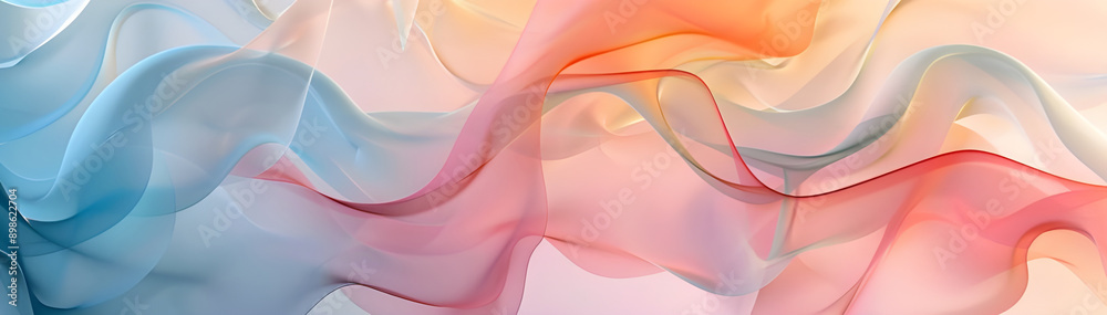 Aufkleber Soft pastel colored abstract waves flowing seamlessly, creating a serene and calming visual effect with gentle curves and gradients.