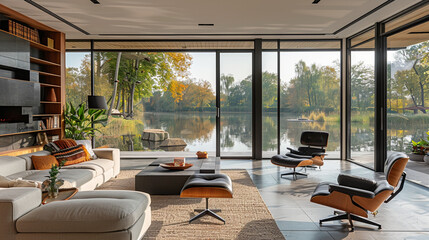 Fototapeta premium Luxurious Villa Living Rooms with Stunning Views