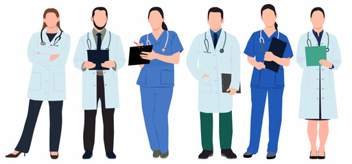 Group of Doctors and Nurses. Realistic Medical staff and medical team character. 