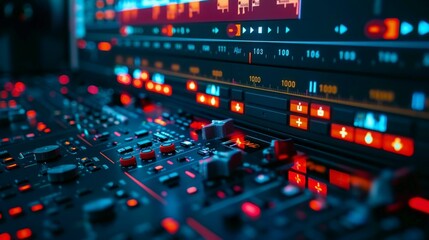 Audio Mixing Console Closeup.