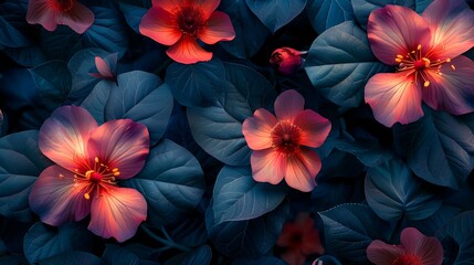 Obraz premium Fantastic Flowers On Black Background, Graphic Resources