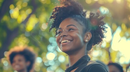 A person receiving an award for their contributions to the community, smiling with pride.