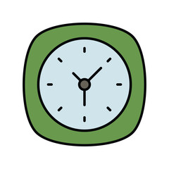 clock color line icon with white background vector stock illustration