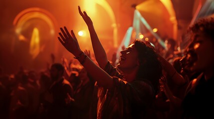 A person receiving a standing ovation after a musical performance, smiling with pride.