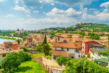 Fototapeta premium Verona city downtown skyline, cityscape of Italy in Europe