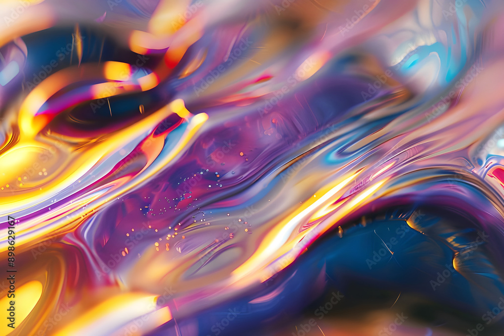 Aufkleber abstract fluid art featuring a blend of blue and purple hues with a glossy, smooth texture, creating
