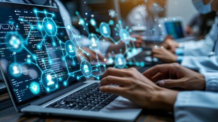 A detailed image illustrating the concept of digital healthcare and data security.