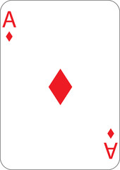 Ace of diamonds. One playing card, illustration