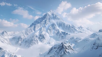 Fototapeta premium A photo of a snowy mountain peak