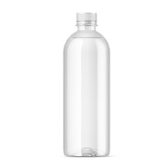 water in blank plastic bottle with cap on white background, 3d illustration, 3d rendering, Mockups for Branding and Packaging Design Mockups for Branding and Packaging Design
