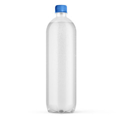 water in blank plastic bottle with cap on white background, 3d illustration, 3d rendering, Mockups for Branding and Packaging Design Mockups for Branding and Packaging Design