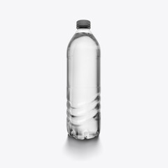 water in blank plastic bottle with cap on white background, 3d illustration, 3d rendering, Mockups for Branding and Packaging Design Mockups for Branding and Packaging Design