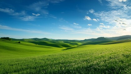 Fototapeta premium Extensas praderas con colinas suaves
