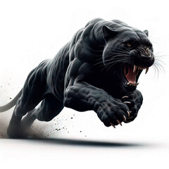 panther at full speed long shot white background