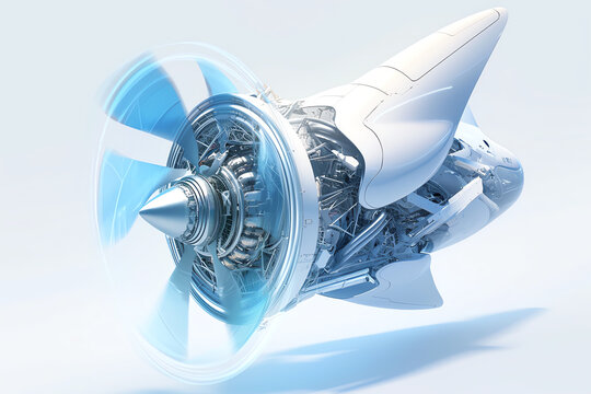 Futuristic aircraft engine prototype showcasing advanced technology and innovative design in aviation engineering and propulsion systems.