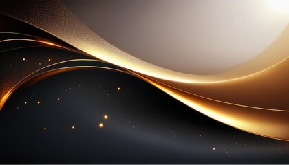 Abstract black and gold background with wavy highlighted lines and shapes