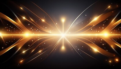 Fototapeta premium Abstrakcyjne czarne tło ze świecącymi złotymi liniami