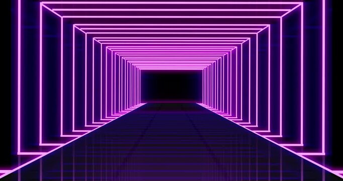 Abstract futuristic neon sci-fi background with lines.