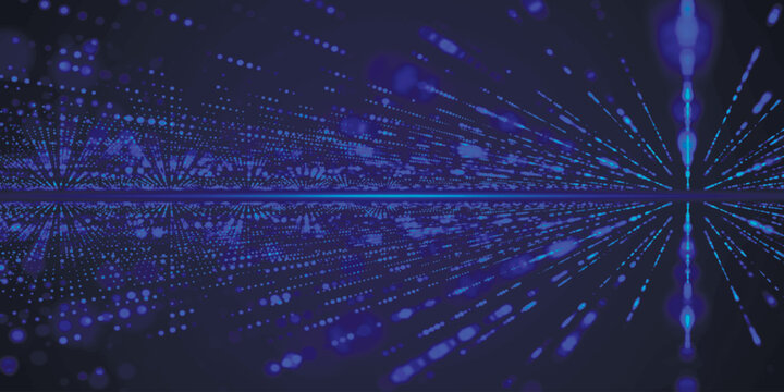 Abstract technology background. Big data digital code. Futuristic dotted background. Mirror reflection. Scientific background. 3d vector illustration