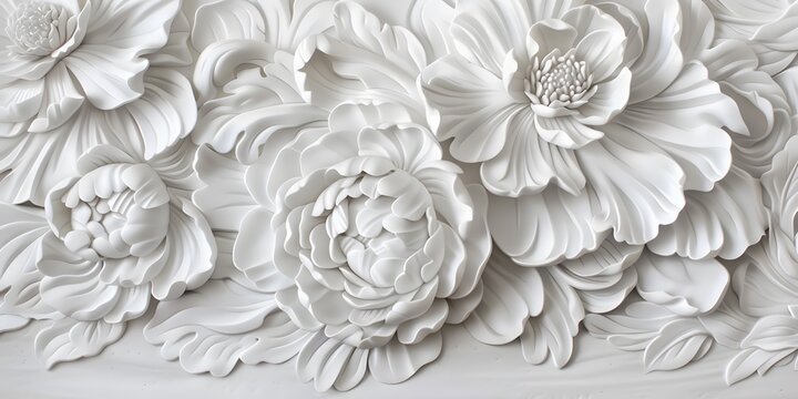 Fototapeta A white flower arrangement with a lot of detail, including the petals and stems
