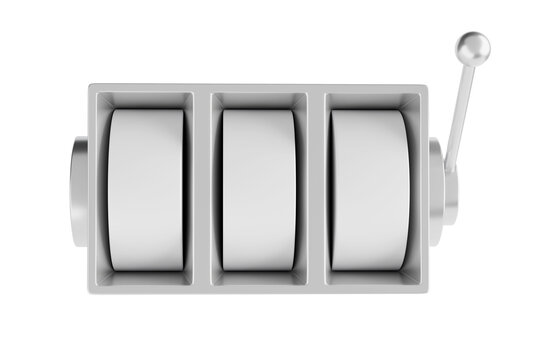 Blank Slot Machine with Spin Elements and Lever Arm . 3d Rendering