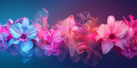 Futuristic Wallpaper with Digitally Rendered Flowers