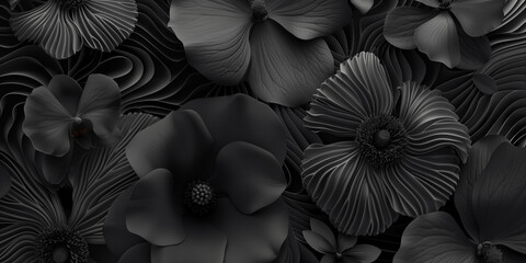 High-Definition Macro Shots of Black Flowers