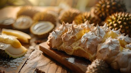 Bread with delicious durian jam topping, Cake with delicious durian jam topping