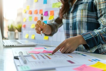 Digital Marketing: Social media manager scheduling posts using a content calendar. Organized professional planning and optimizing social media strategy to enhance engagement, brand visibility, growth.