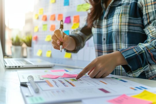 Digital Marketing: Social media manager scheduling posts using a content calendar. Organized professional planning and optimizing social media strategy to enhance engagement, brand visibility, growth.