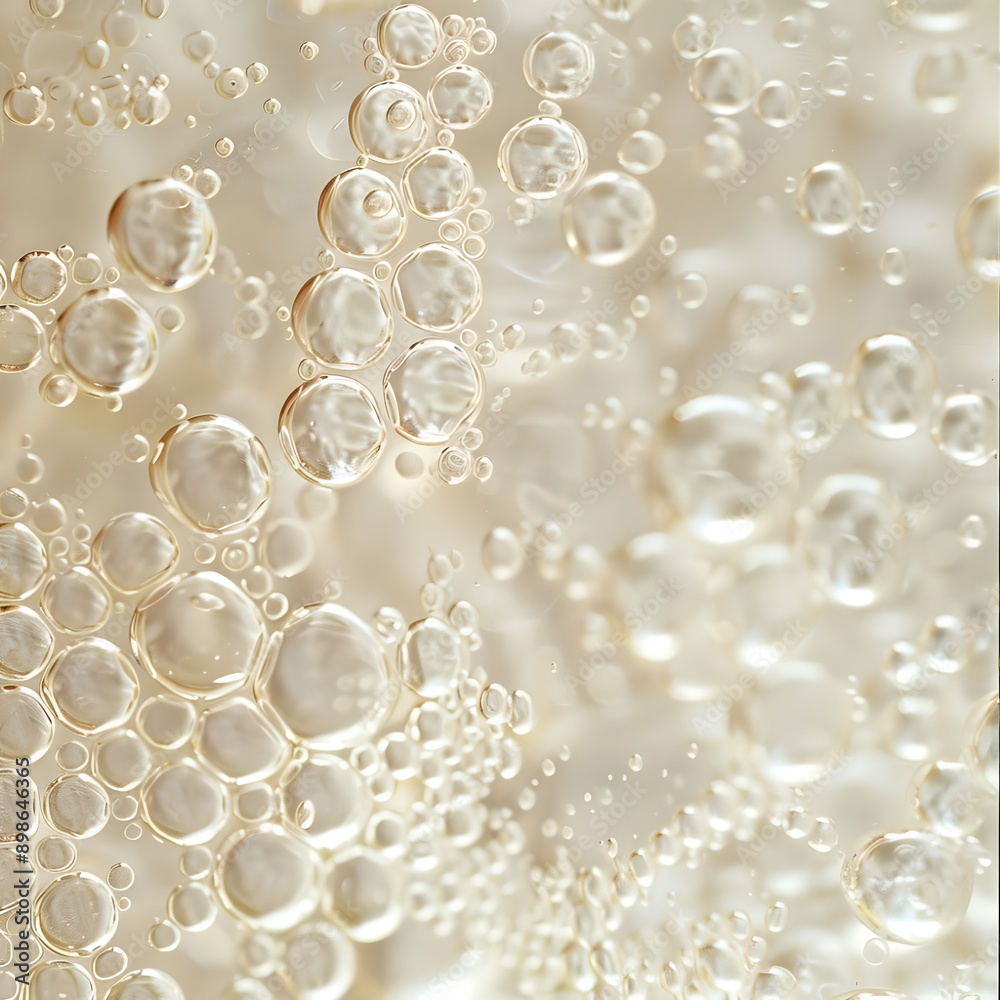 Poster soft abstract background with beige and white bubbles of various sizes, creating a serene and delica