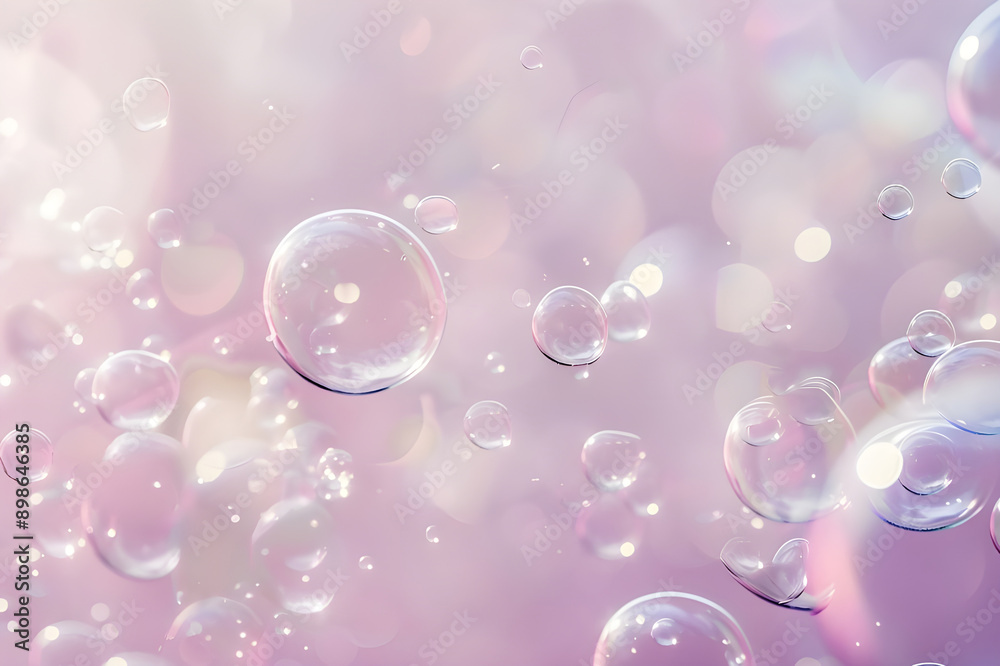 Poster Abstract image featuring bubbles and bokeh effects in soft pastel colors, creating a dreamy and delicate visual experience.