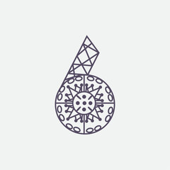 Obraz premium Decorative Number Six Outline Design