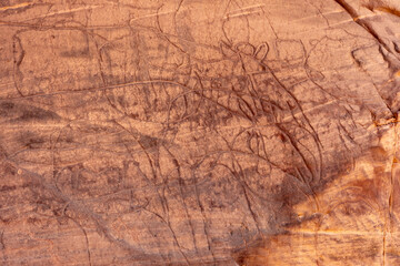 rock painting in desert, Bouhadian rocks in Tadrart Rouge, Tassili N'Ajjer National Park. Sahara