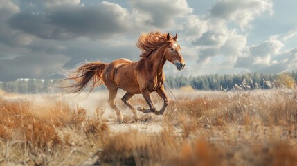 Fototapeta premium Young artist capturing the grace of a horse running