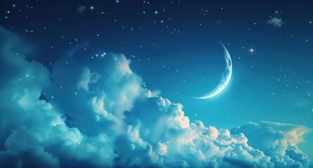 Fototapeta premium Moonlit Night Sky