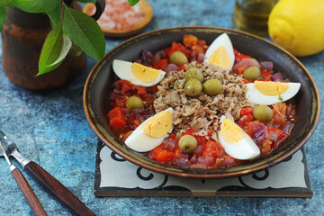 A traditional dish of Tunisian cuisine - Mechouia salad
