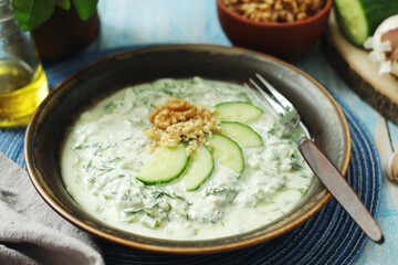 A traditional dish of Bulgarian cuisine - Snezhanka salad	